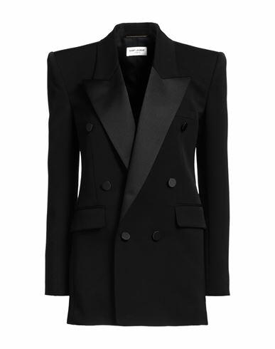 Saint Laurent Woman Blazer Black Wool, Polyester Cover