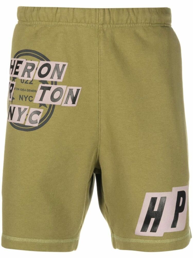 Heron Preston logo-patch track shorts - Green Cover