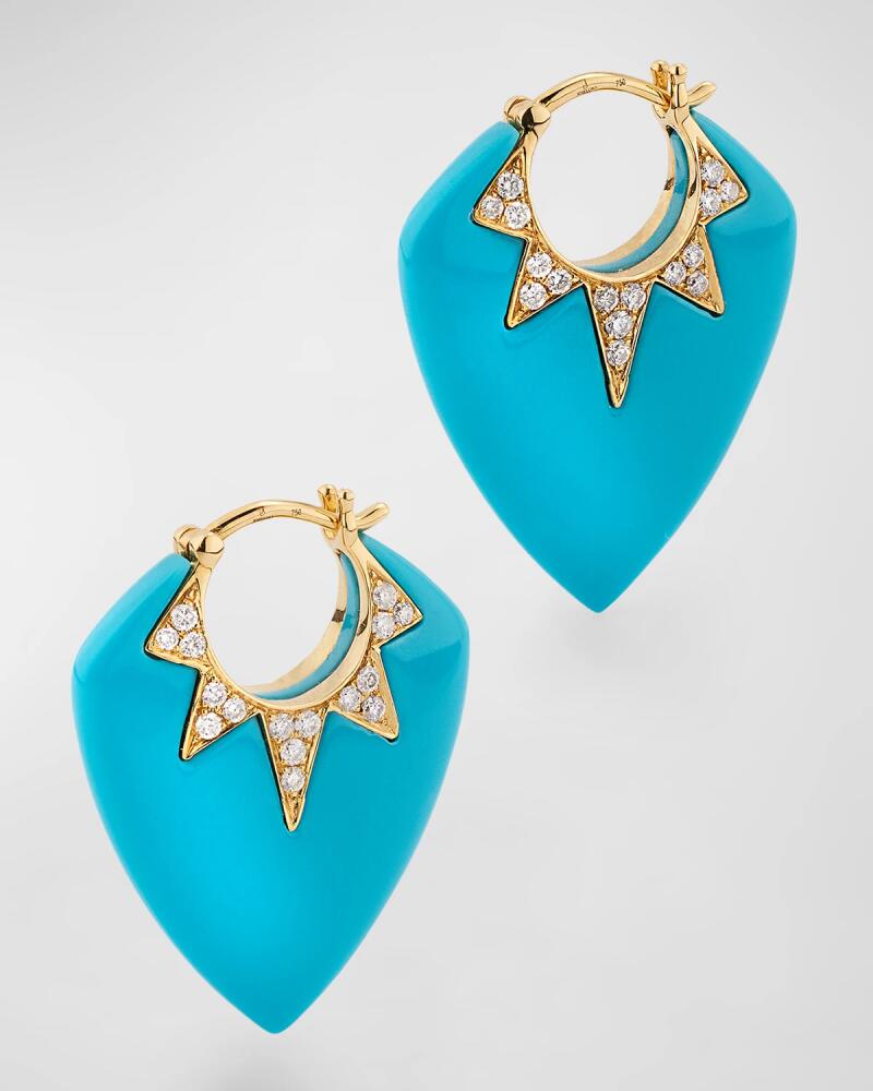 Sorellina 18K Yellow Gold Earrings with Turquoise and GH-SI Diamonds. 25x20mm Cover