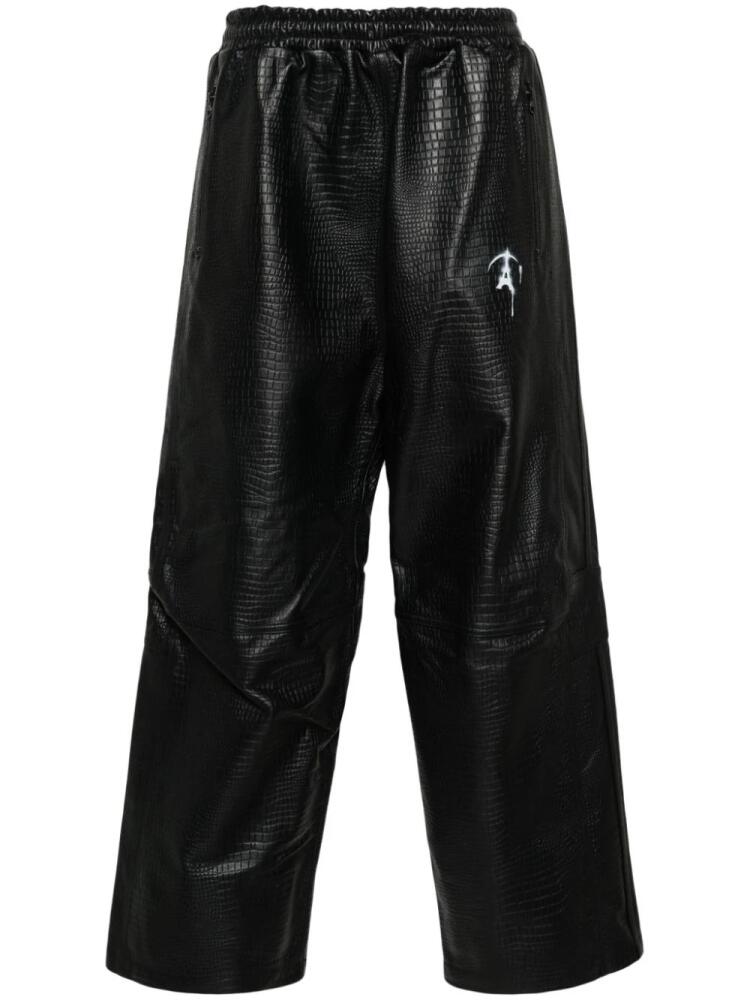 Doublet crocodile-pattern leather track pants - Black Cover