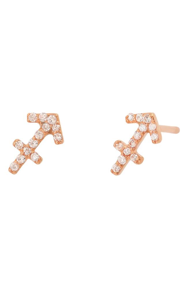 BYCHARI Zodiac Diamond Stud Earrings in 14K Rose Gold - Sagittarius Cover