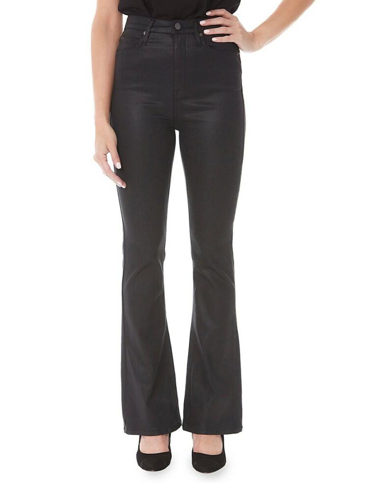 Nicole Miller Women's Glisten High Rise Coated Flare Jeans - Black Cover