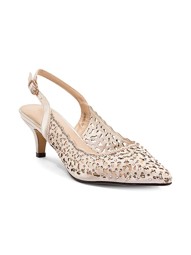 Lady Couture Women's Jewel Laser-Cut Slingback Pumps - Champagne Cover