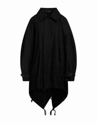 Yohji Yamamoto Woman Coat Black Cotton, Wool Cover