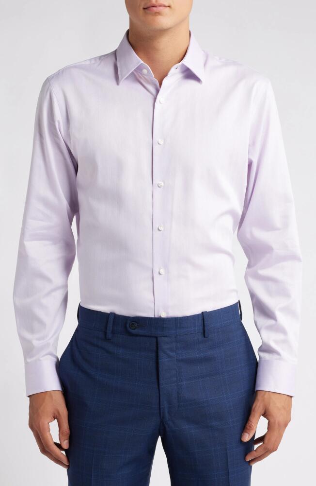 Nordstrom Trim Fit Herringbone Dress Shirt in Purple Calm Herringbone Cover