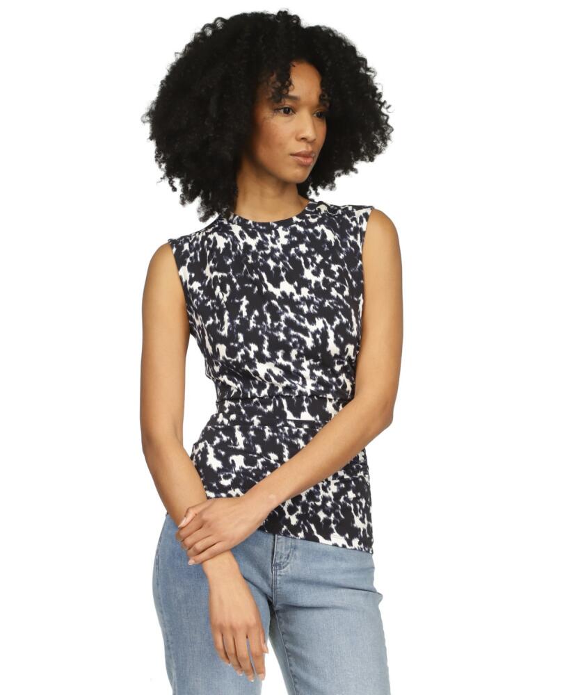 Michael Michael Kors Women's Animal-Print Ruched Sleeveless Top - Admiral Cover