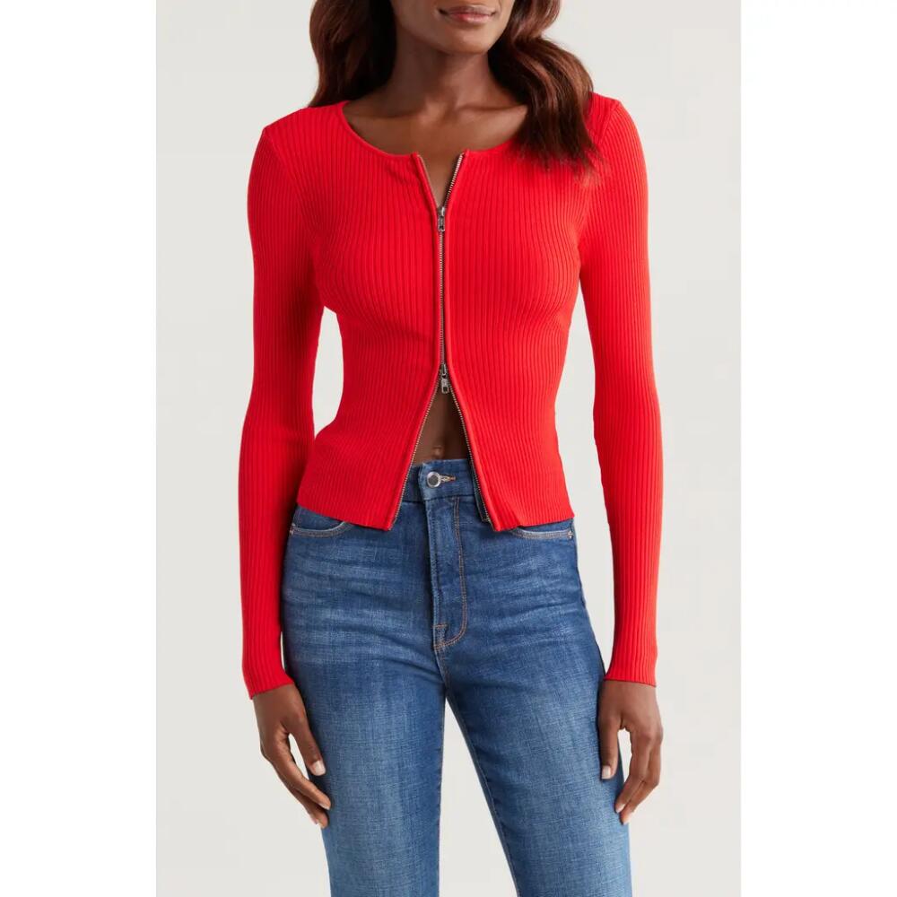 Good American Virgo Rib Zip Cardigan in Grenadine003 Cover