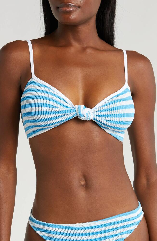 CLEONIE Bouddi Knotted Bikini Top in Azure Stripe Cover