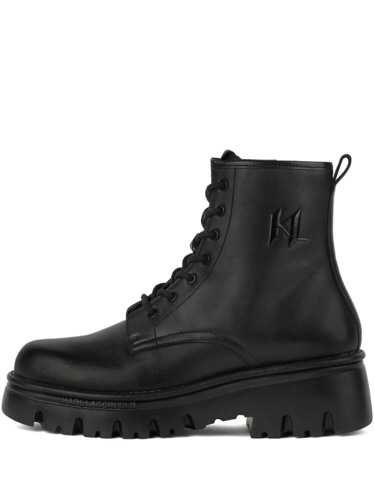 Karl Lagerfeld Monogram Kombat leather boots - Black Cover