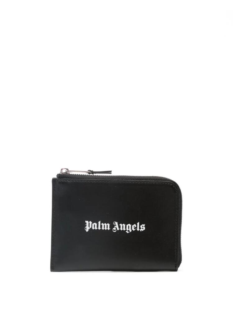 Palm Angels logo-print leather cardholder - Black Cover