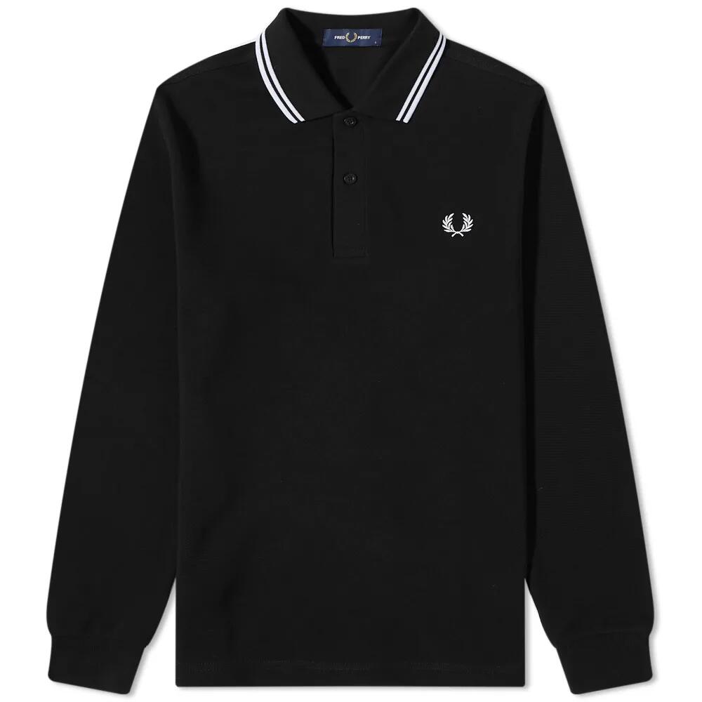 Fred Perry Men's Long Sleeve Twin Tipped Polo Shirt in Black Cover