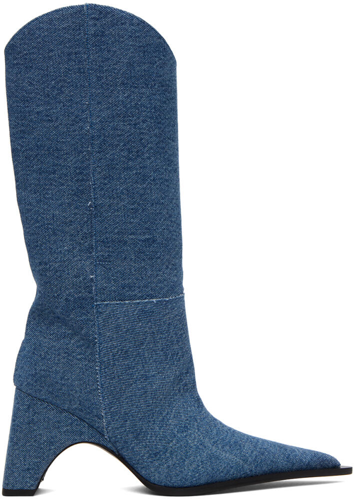 Coperni Blue Denim Bridge Cowboy Tall Boots Cover