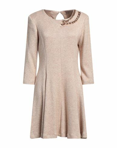 Rinascimento Woman Mini dress Beige Viscose, Polyester, Polyamide Cover