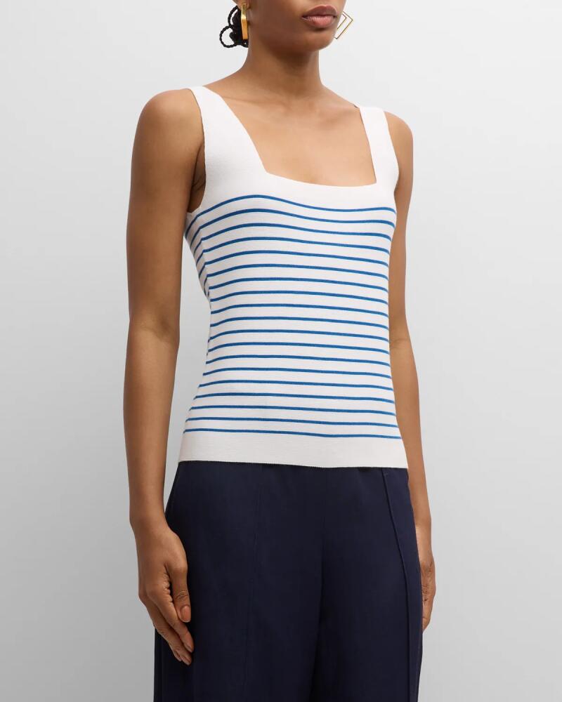 Elie Tahari The Ellie Striped Square-Neck Sweater Tank Cover