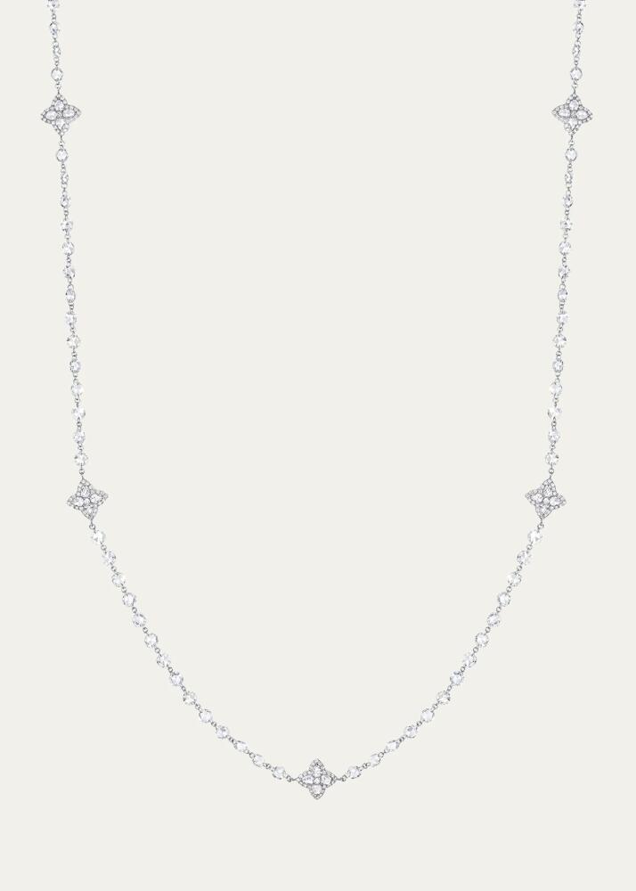 64 Facets 18K White Gold Necklace with Blossom Diamond Stations, 32"L Cover