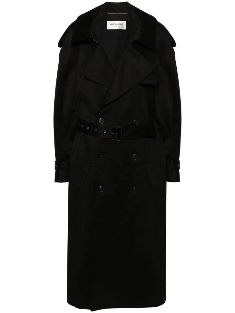 Saint Laurent gabardine-weave trench coat - Black Cover