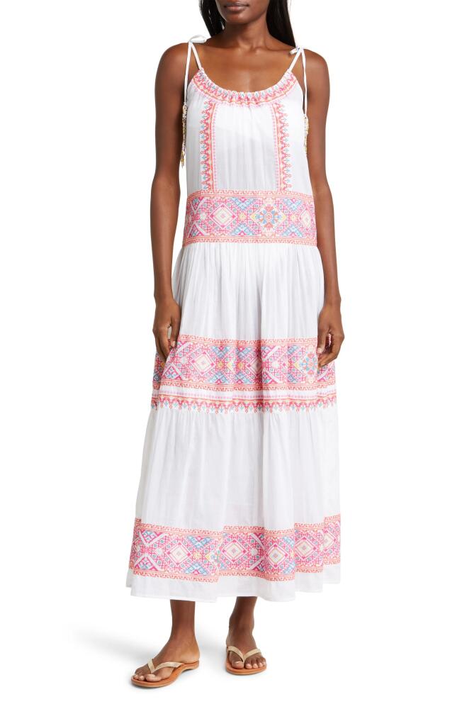 Ramy Brook Lexie Embroidered Cotton Cover-Up Dress in White Multi Combo Embroidered Cover