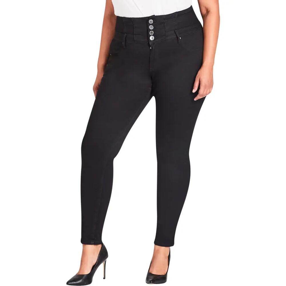 City Chic Harley Corset Waist Stretch Skinny Jeans in Black Cover