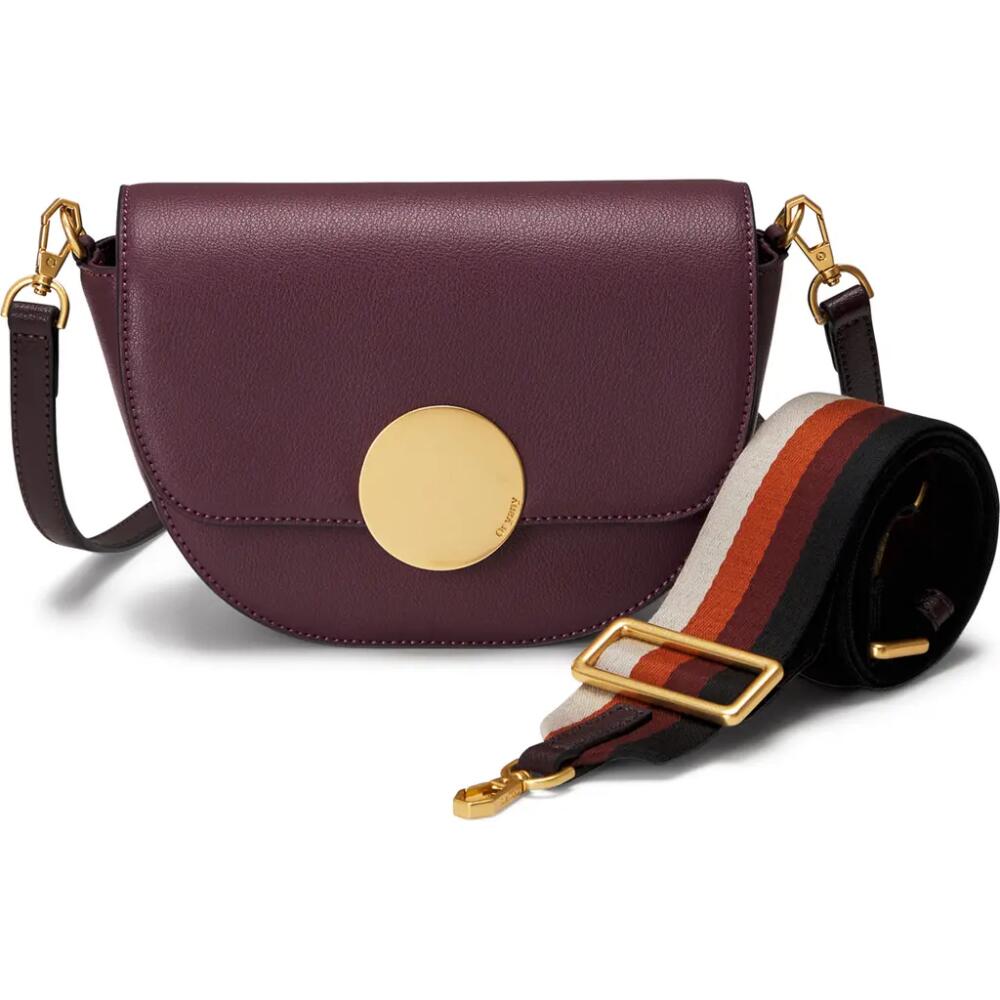 Oryany Lottie Leather Crossbody Saddle Bag in Eggplant Cover