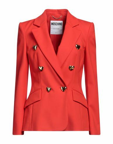 Moschino Woman Blazer Tomato red Cotton, Polyamide, Elastane Cover