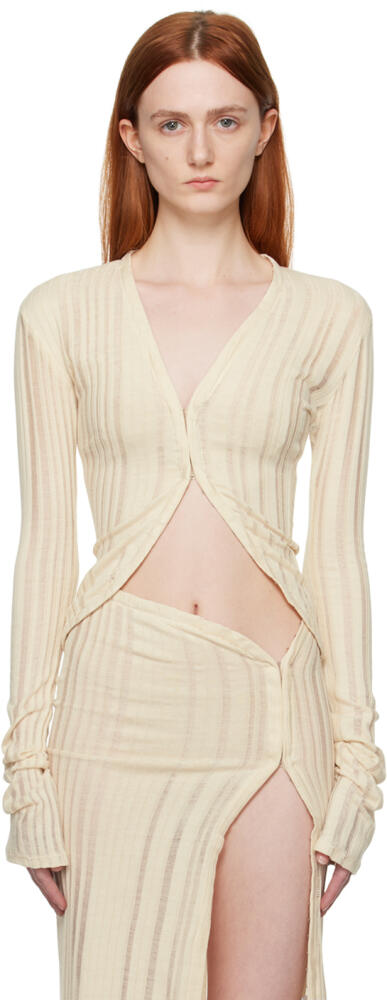 Jade Cropper Beige Hook-Eye Cardigan Cover