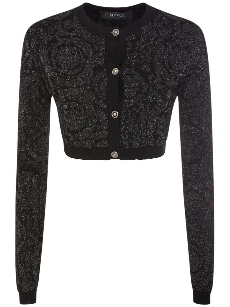 VERSACE Barocco Lurex Knit Cropped Cardigan Cover