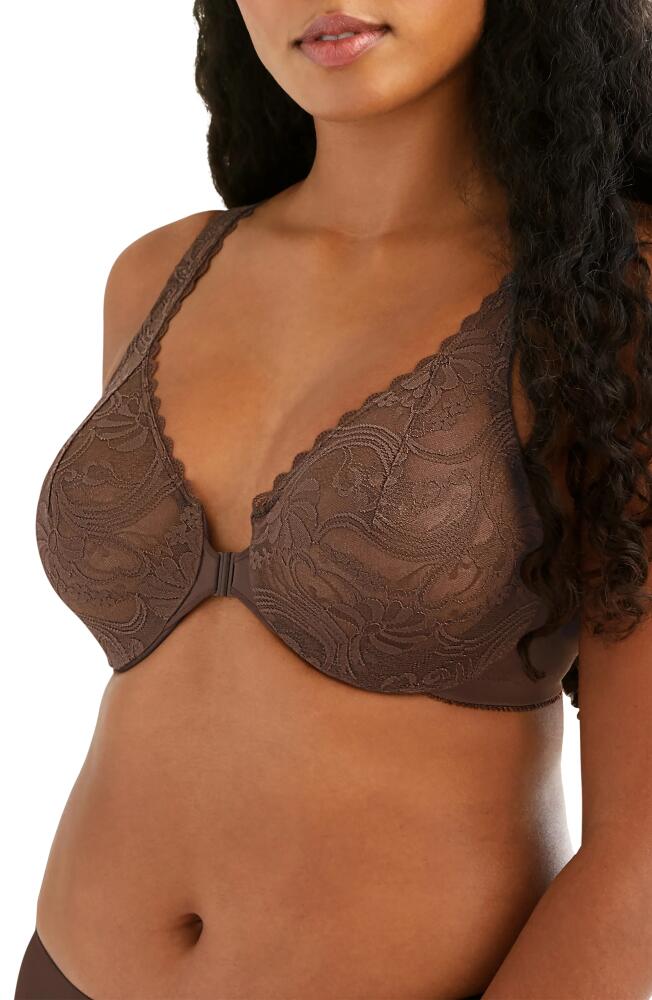 Glamorise WonderWire Front Close Stretch Lace Underwire Bra in Mocha Cover