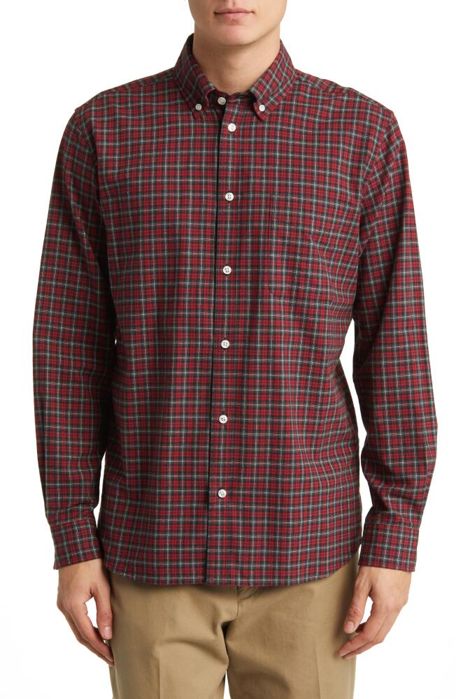 Les Deux Kent Plaid Button-Down Shirt in Red/Black Cover