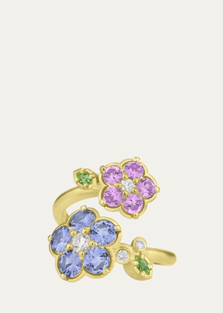 Paul Morelli 18K Yellow Gold Wild Child Sapphire and Tsavorite Wrap Ring with Diamonds Cover