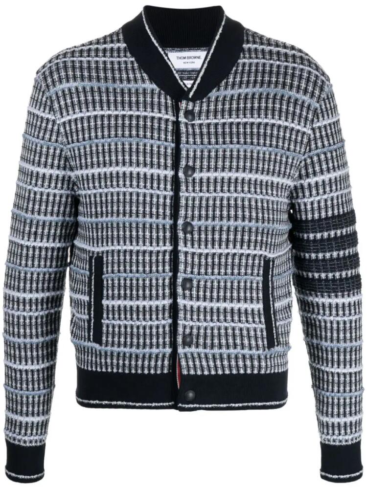 Thom Browne crew-neck tweed bomber jacket - Blue Cover