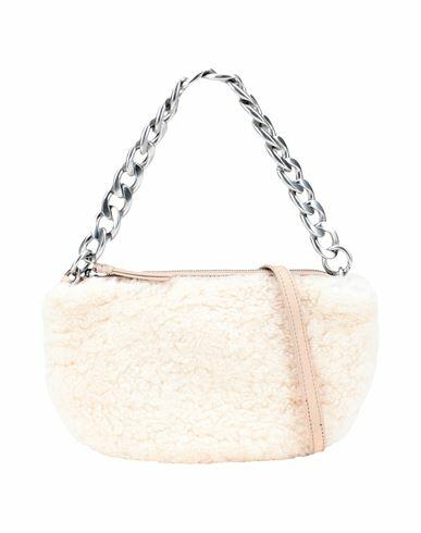 Les Visionnaires Livia Chain Furry Woman Handbag Ivory Lambskin, Bovine leather Cover