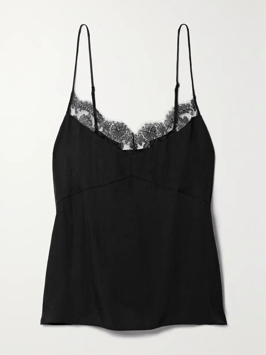 TIBI - Layered Lace-trimmed Twill Camisole - Black Cover