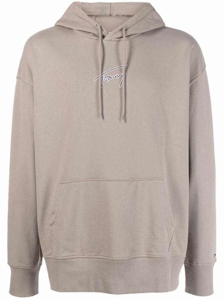 Tommy Jeans logo-embroidery drawstring hoodie - Neutrals Cover