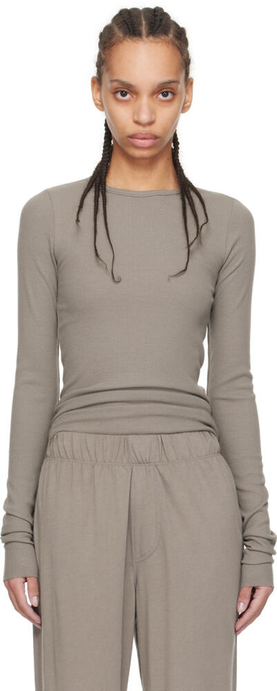 ÉTERNE Taupe Fitted Long Sleeve T-Shirt Cover