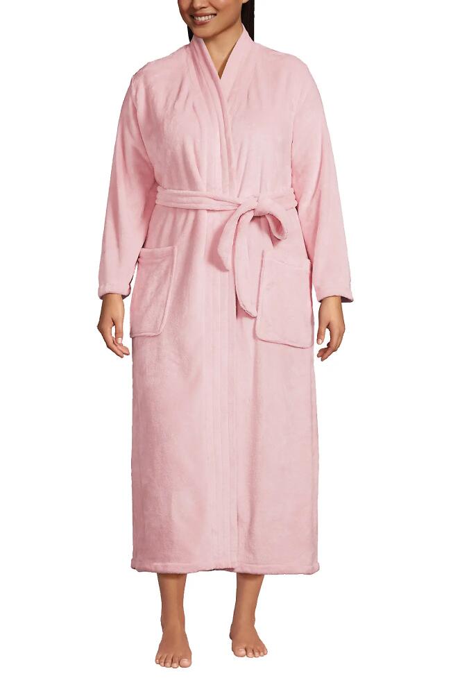 Lands' End Tall Cozy Plush Long Wrap Robe in Soft Tea Rose Cover