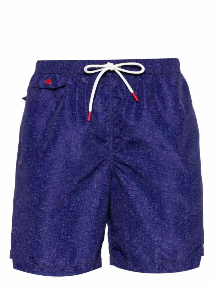 Kiton logo-embroidered swim shorts - Blue Cover