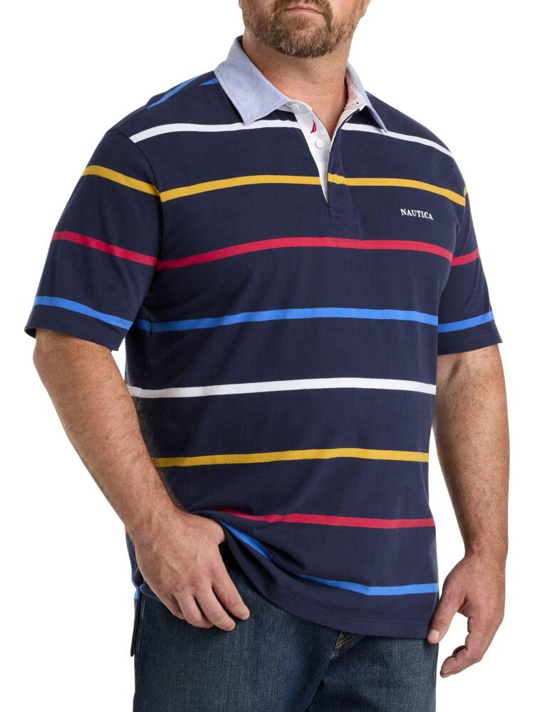 Nautica Striped Rugby Polo Shirt in Navy Cover