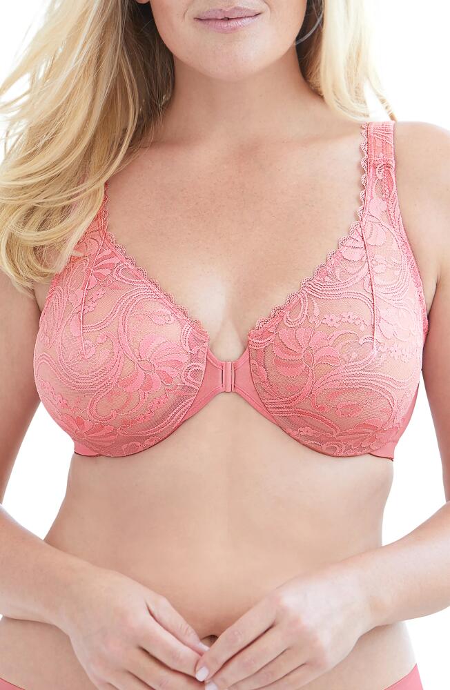 Glamorise WonderWire Front Close Stretch Lace Underwire Bra in Brandied Apricot Cover