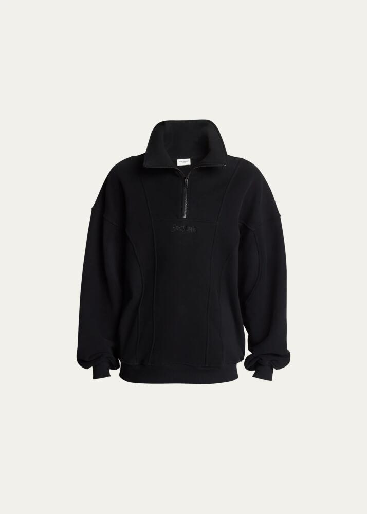 Saint Laurent Men's Quarter-Zip Logo Sweatshirt Cover