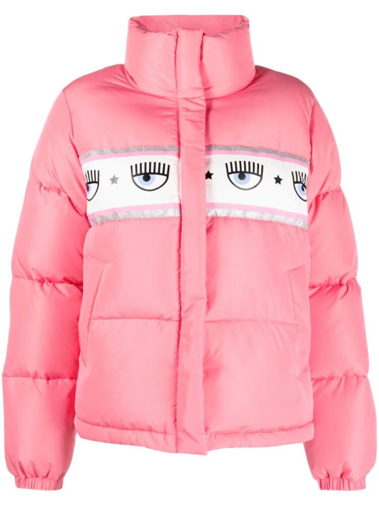 Chiara Ferragni Eyelike-print padded jacket - Pink Cover