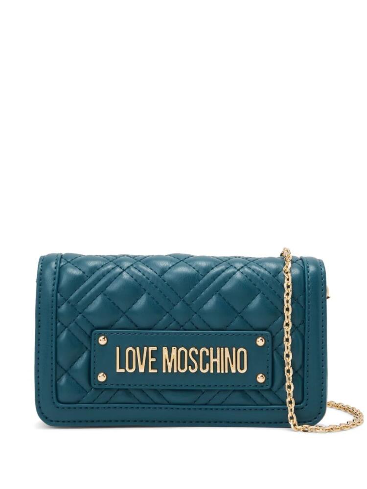 Love Moschino logo-plaque quilted crossbody bag - Blue Cover