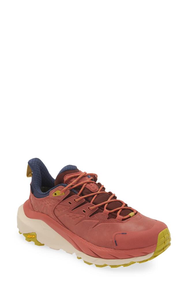 HOKA Kaha Low Gore-Tex Waterproof Sneaker in Hot Sauce /Shifting Sand Cover