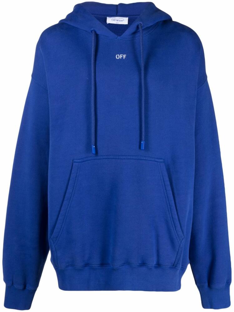 Off-White logo-print cotton hoodie - Blue Cover