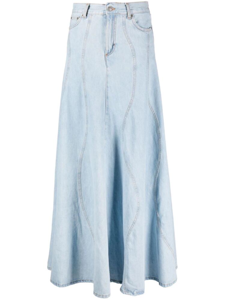 Haikure panelled cotton maxi denim skirt - Blue Cover