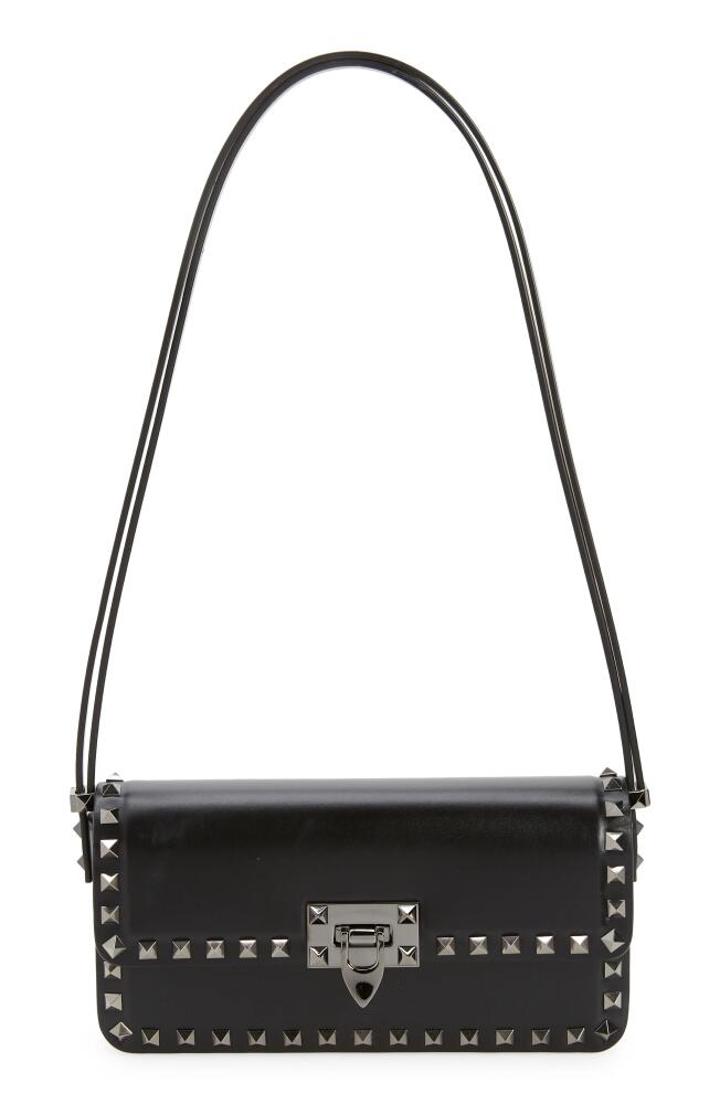 Valentino Garavani Rockstud Leather East/West Shoulder Bag in Nero Cover