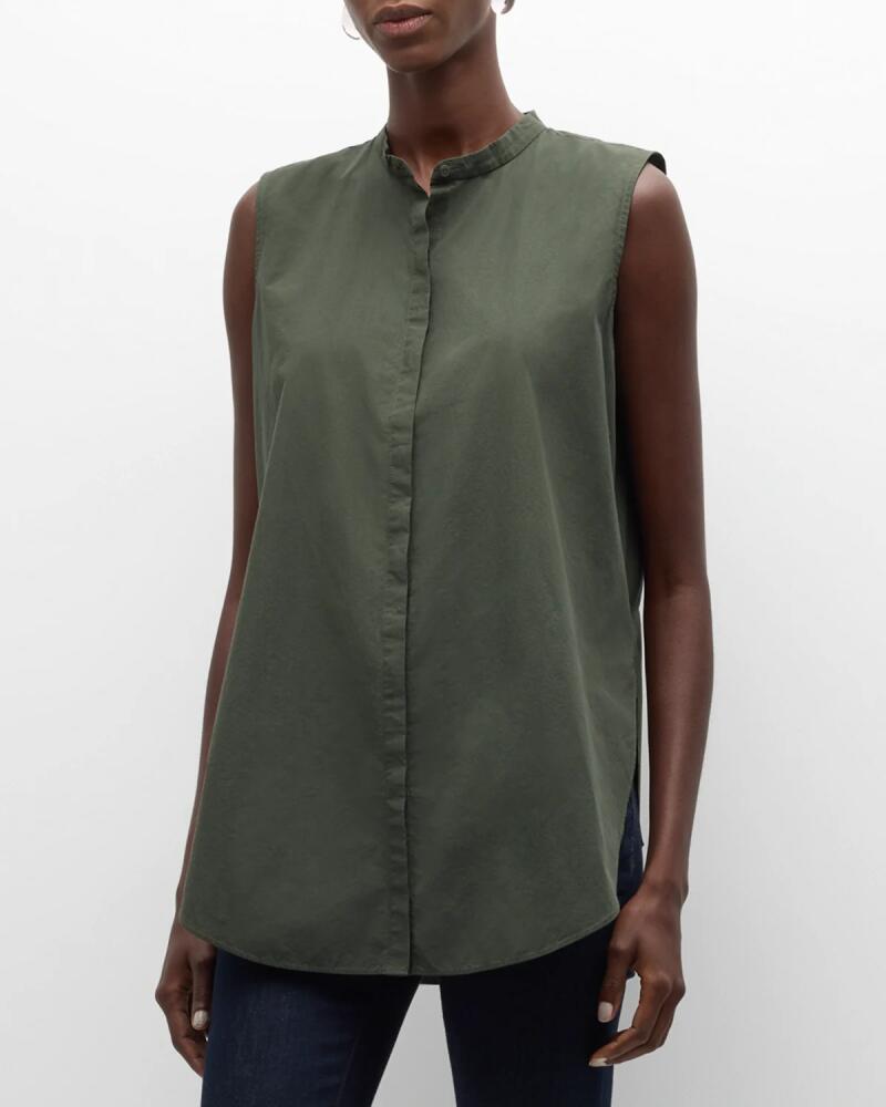 Eileen Fisher Sleeveless Organic Cotton Poplin Shirt Cover