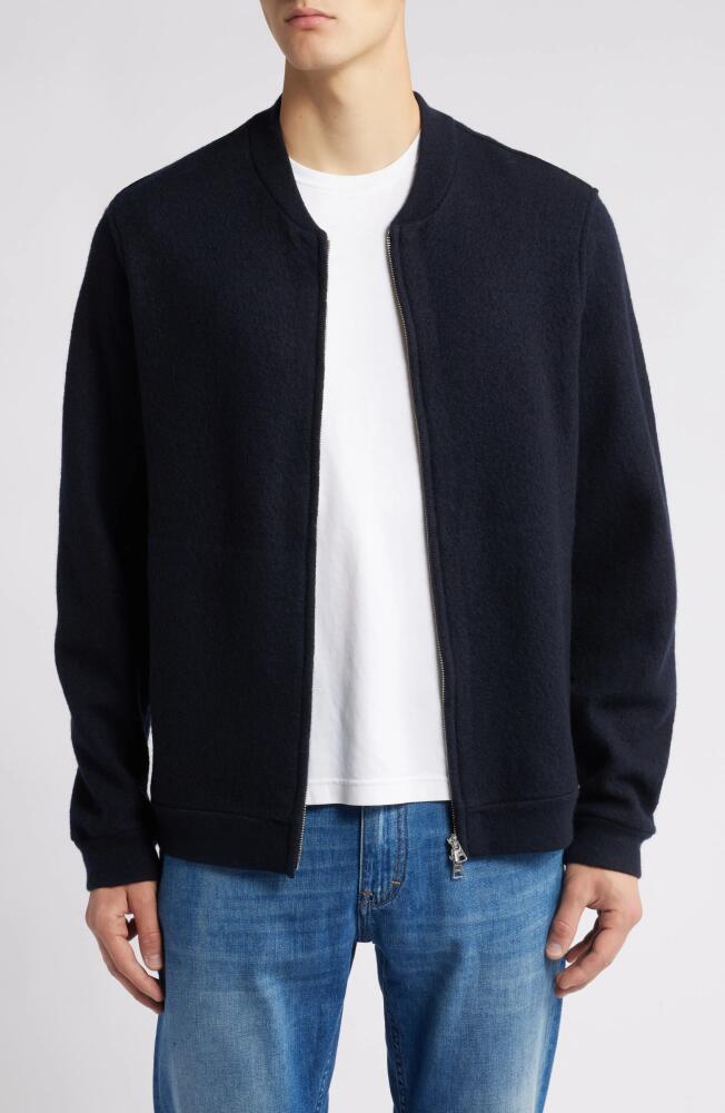 NN07 Boiled Wool Bomber Jacket in Navy Blue Cover