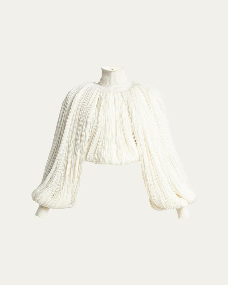 ALAIA Turtleneck Long-Sleeve Fringe Sweater Cover