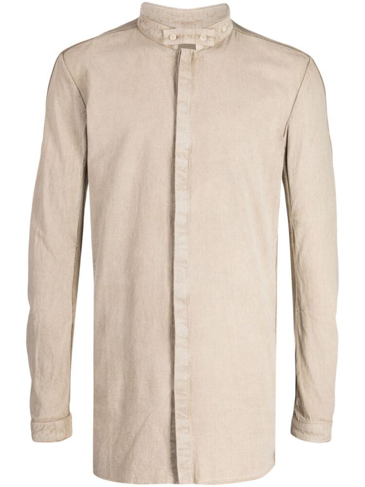 Boris Bidjan Saberi collarless cotton shirt - Neutrals Cover