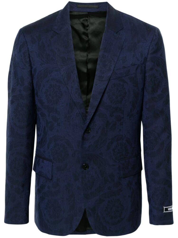 Versace Barocco-jacquard single-breasted blazer - Blue Cover